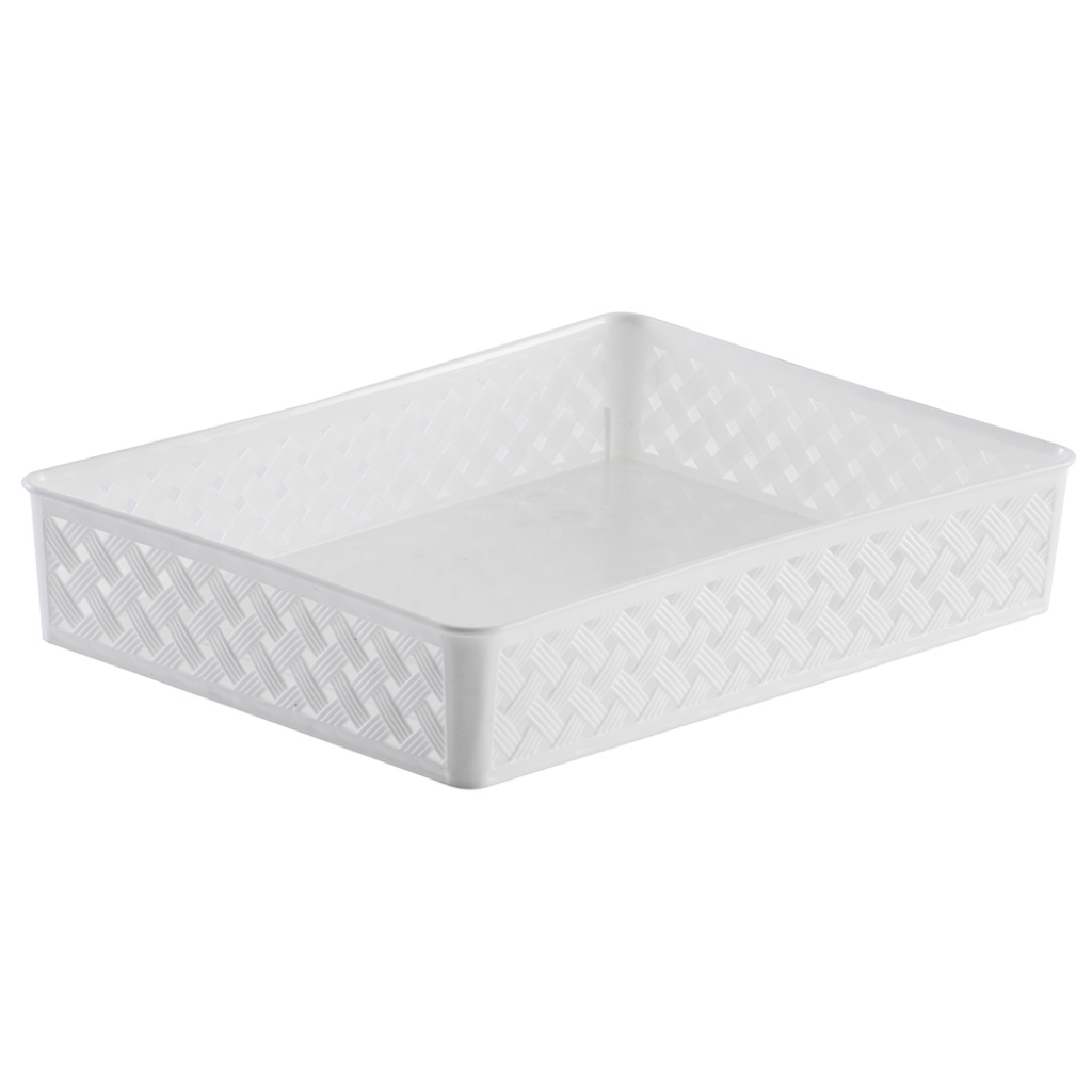 Cesto organizador rattan branco 34X25X6,5 824