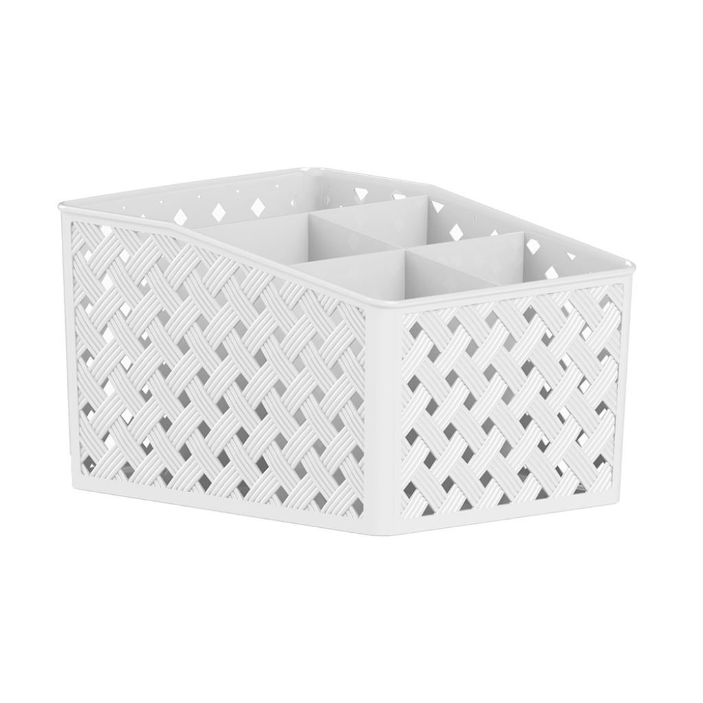 Organizador com 5 divisórias rattan branco 828