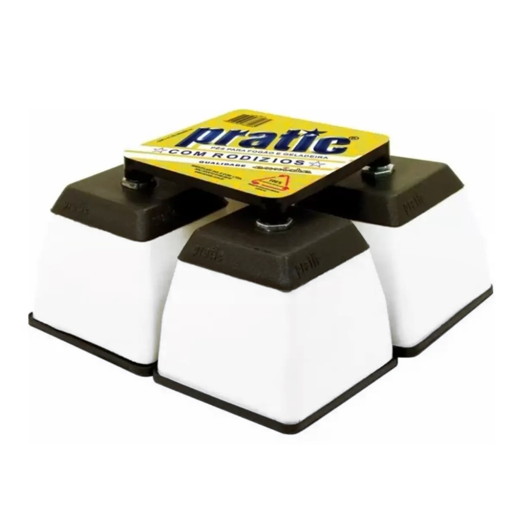 Pé para geladeira/fogão plástico quadrado branco